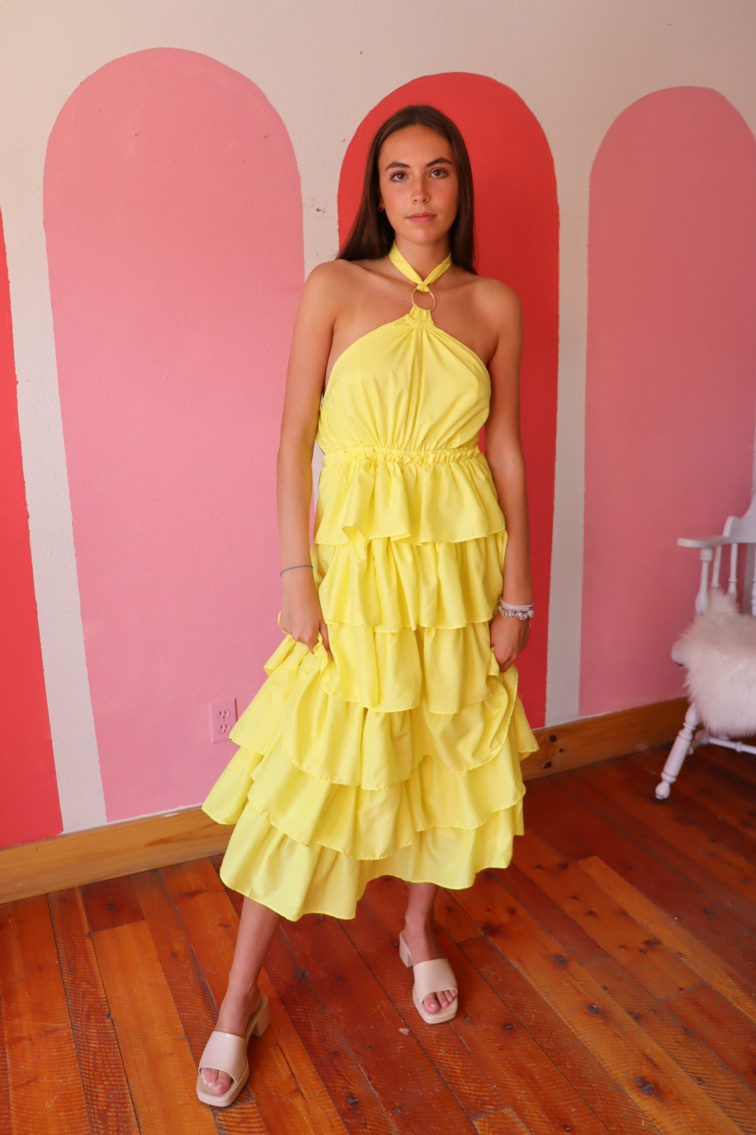 Cabo Tiered Halter Midi Dress