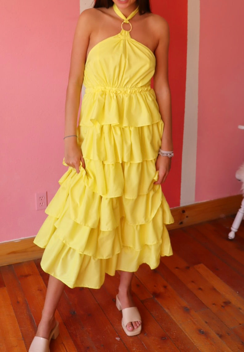 Cabo Tiered Halter Midi Dress