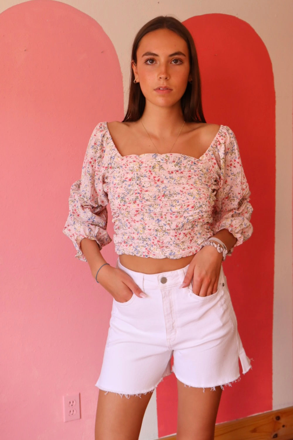 Brunch It Ruched Long Sleeve Blouse