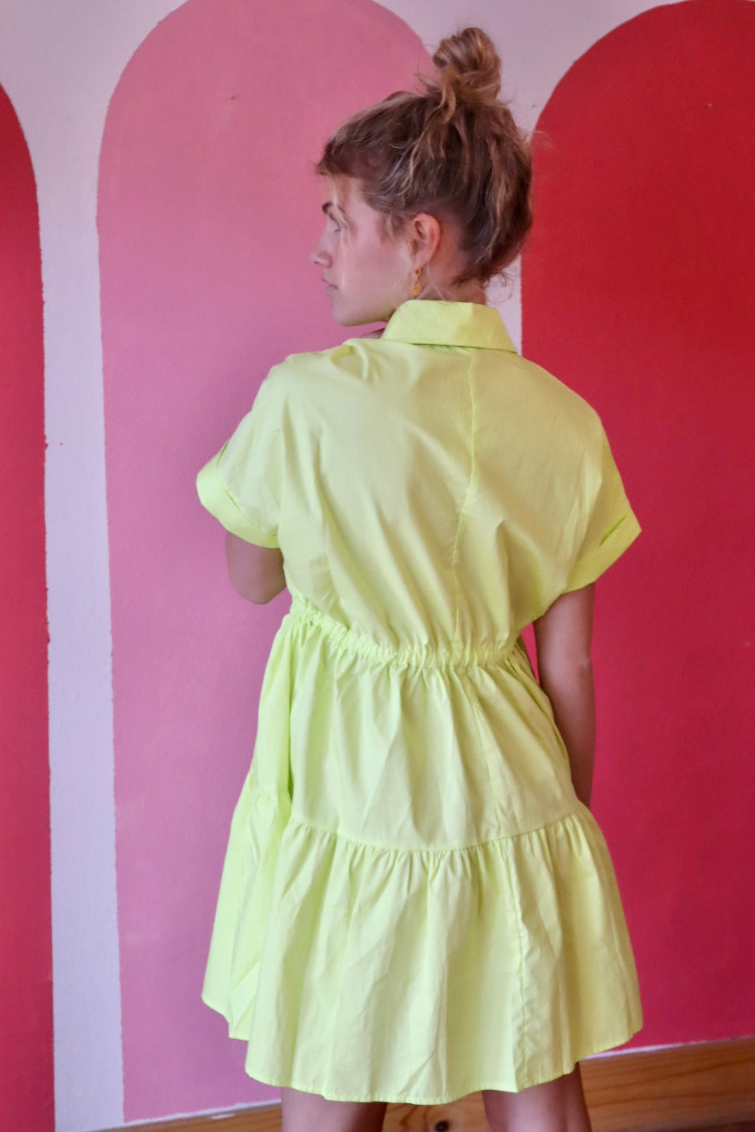 Jane Collar Dress | Pale Neon Lime