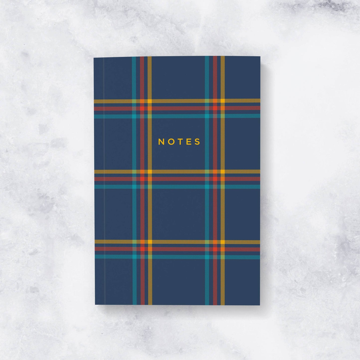 Retro Navy Plaid Lined Notebook