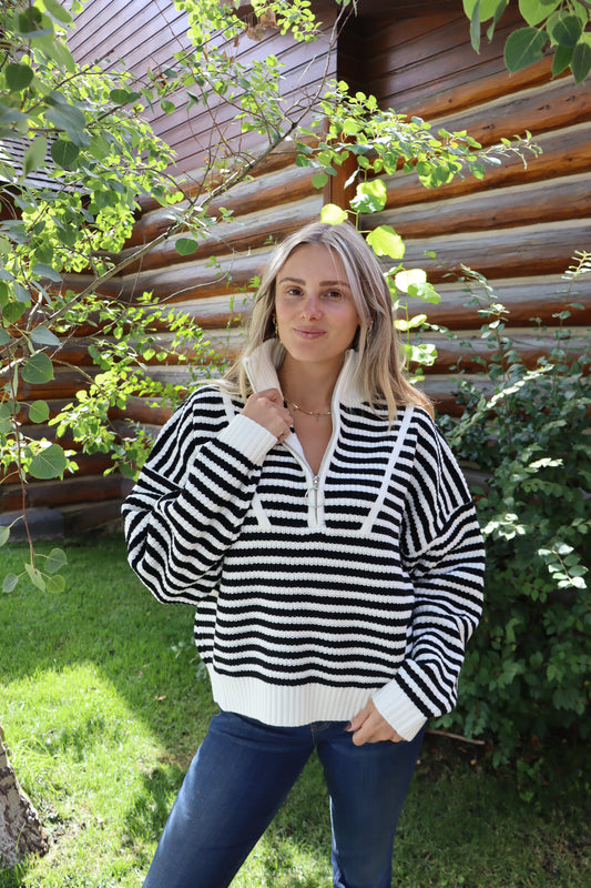 California Half Zip  | Black + White