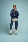 Wyoming Zip Pullover | Navy Dot
