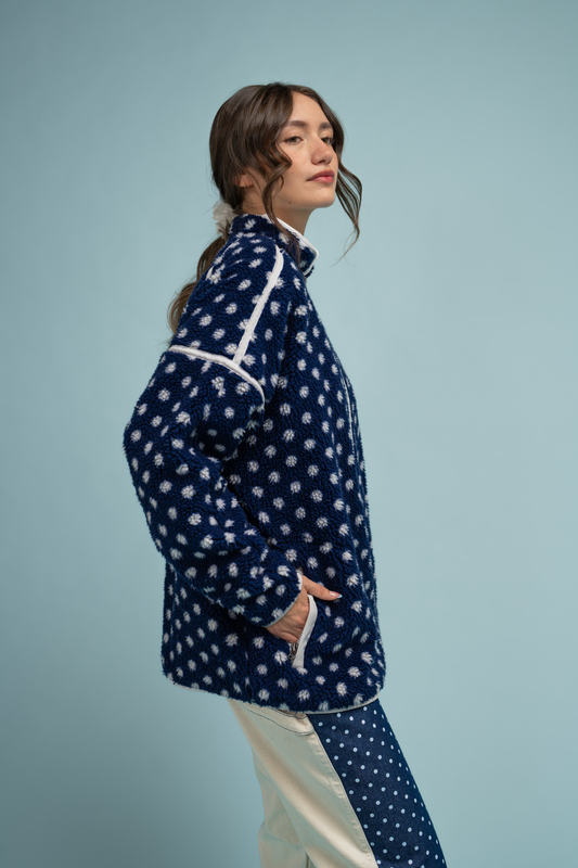 Wyoming Zip Pullover | Navy Dot