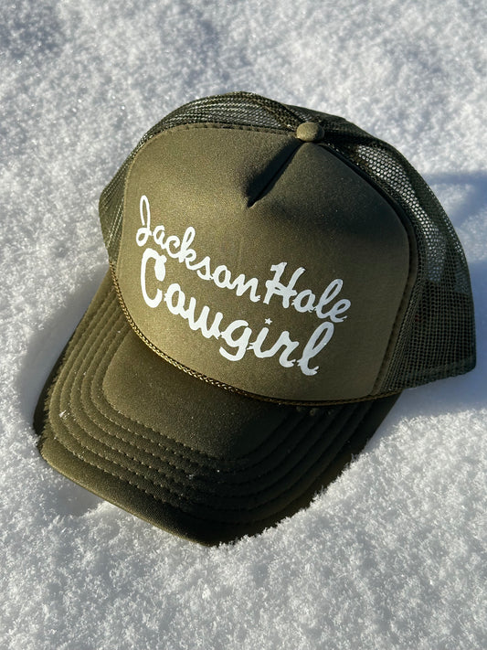 Jackson Hole Cowgirl Trucker Hat | Olive Green