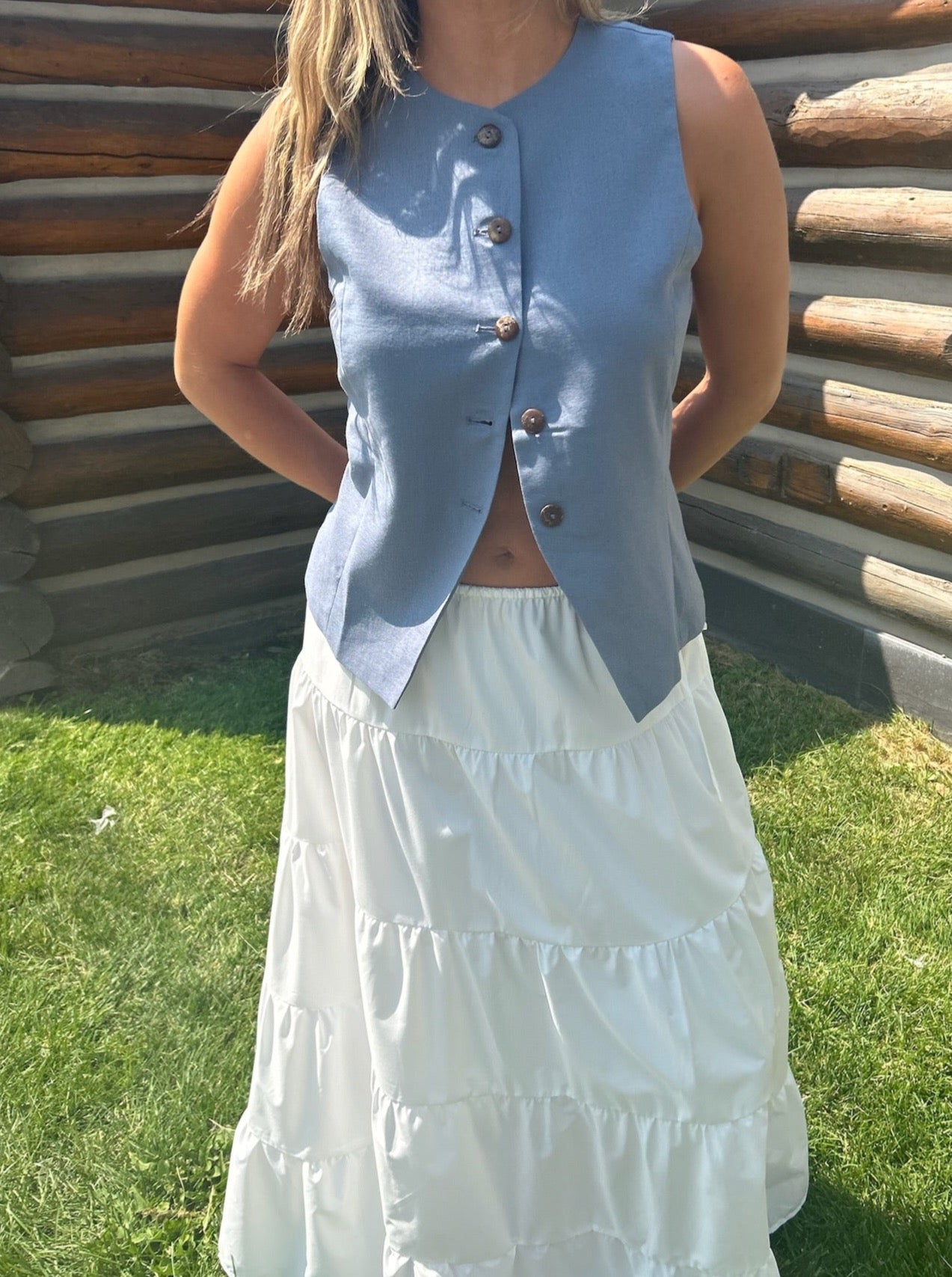 Rachel Waistcoat Tank | Blue