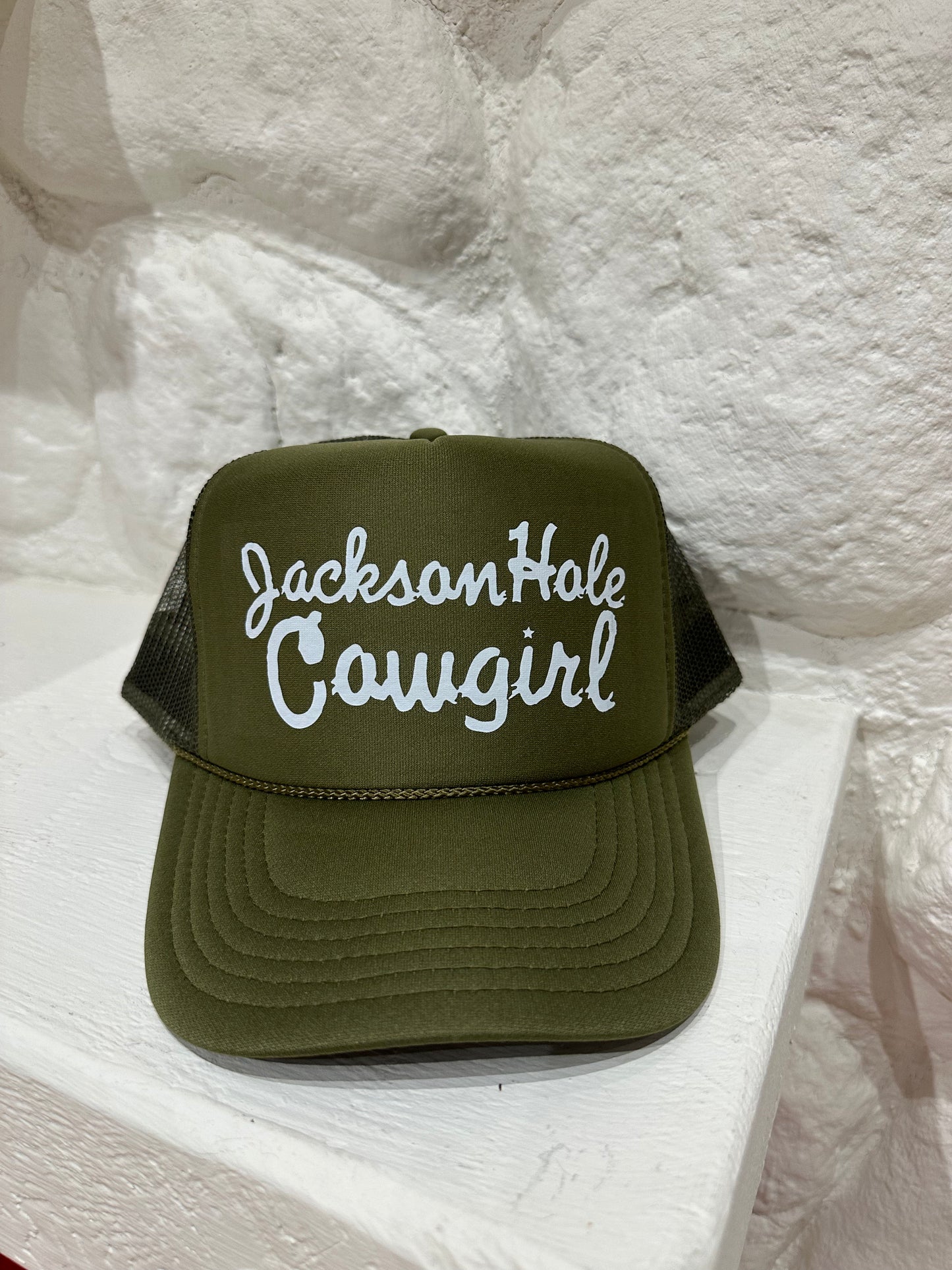 Jackson Hole Cowgirl Trucker Hat | Olive Green