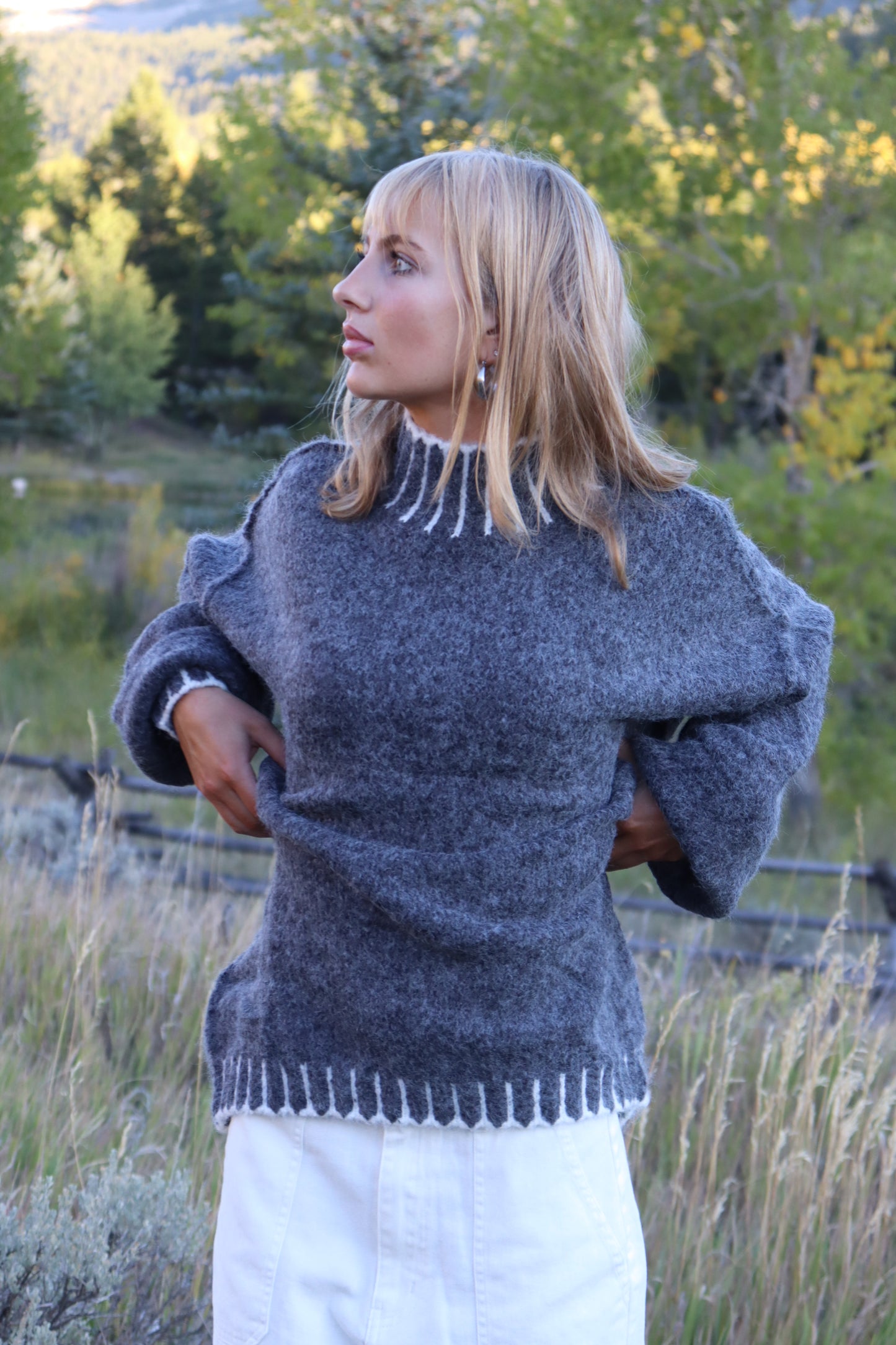 Abigail Mock Neck Sweater | Charcoal