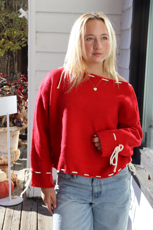 Willa Bow Sweater | Red