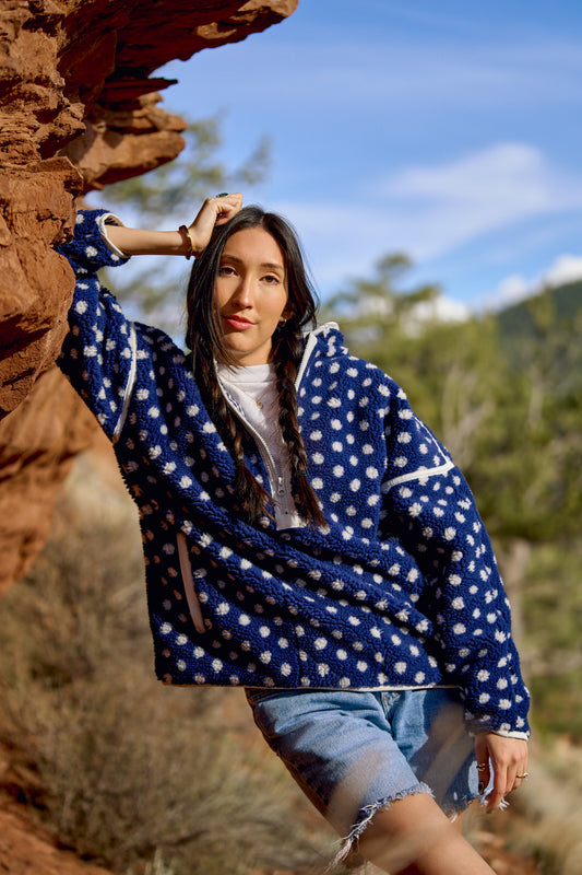 Wyoming Zip Pullover | Navy Dot