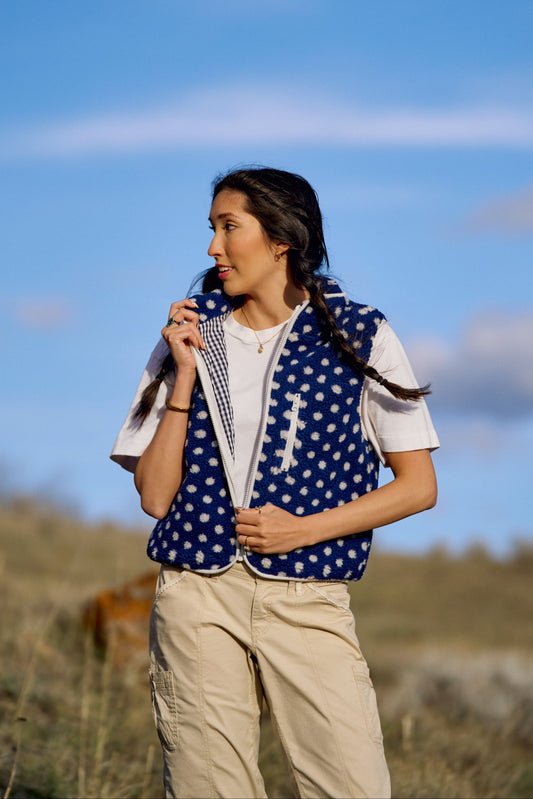 Montana Vest | Navy Dot