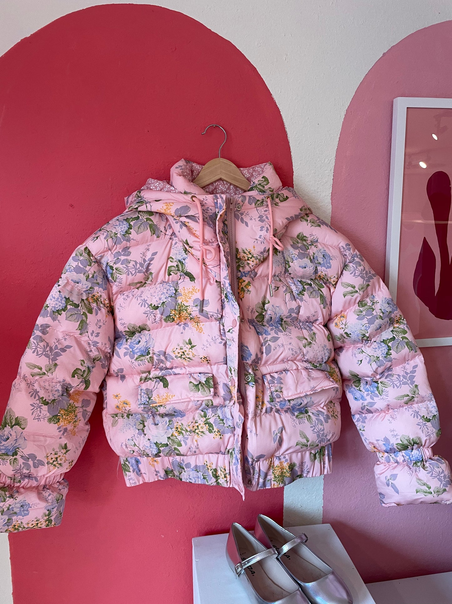Hampton Floral Puffer Coat | Pink