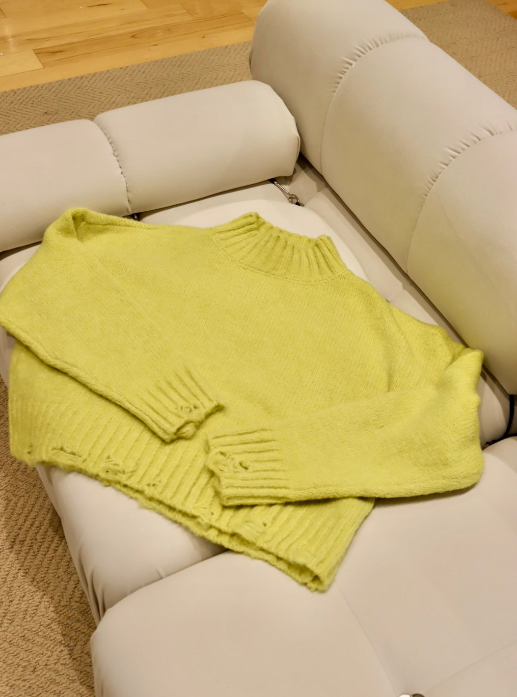 Mock Neck Sweater Distress Sweater | Neon Citrus