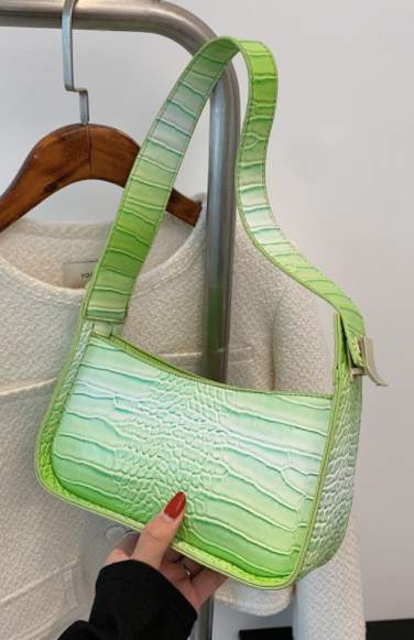 Lizzie Croc Shoulder Bag in Neon Lime