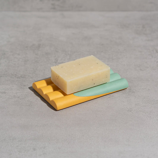 Hockney Soap Dish in Teal + Yellow
