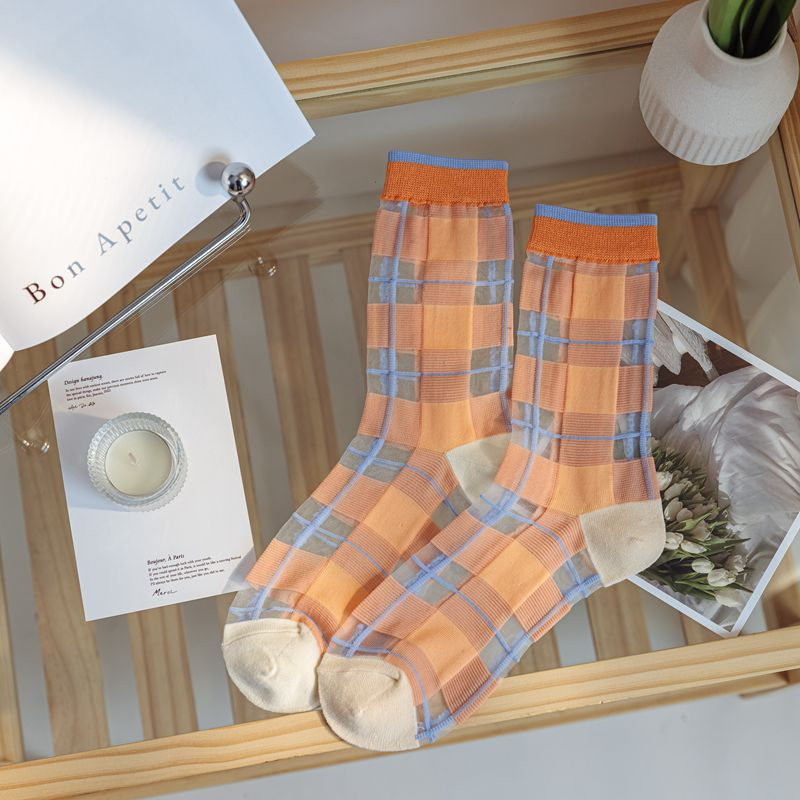 Matilda Plaid Sheer Crew Socks