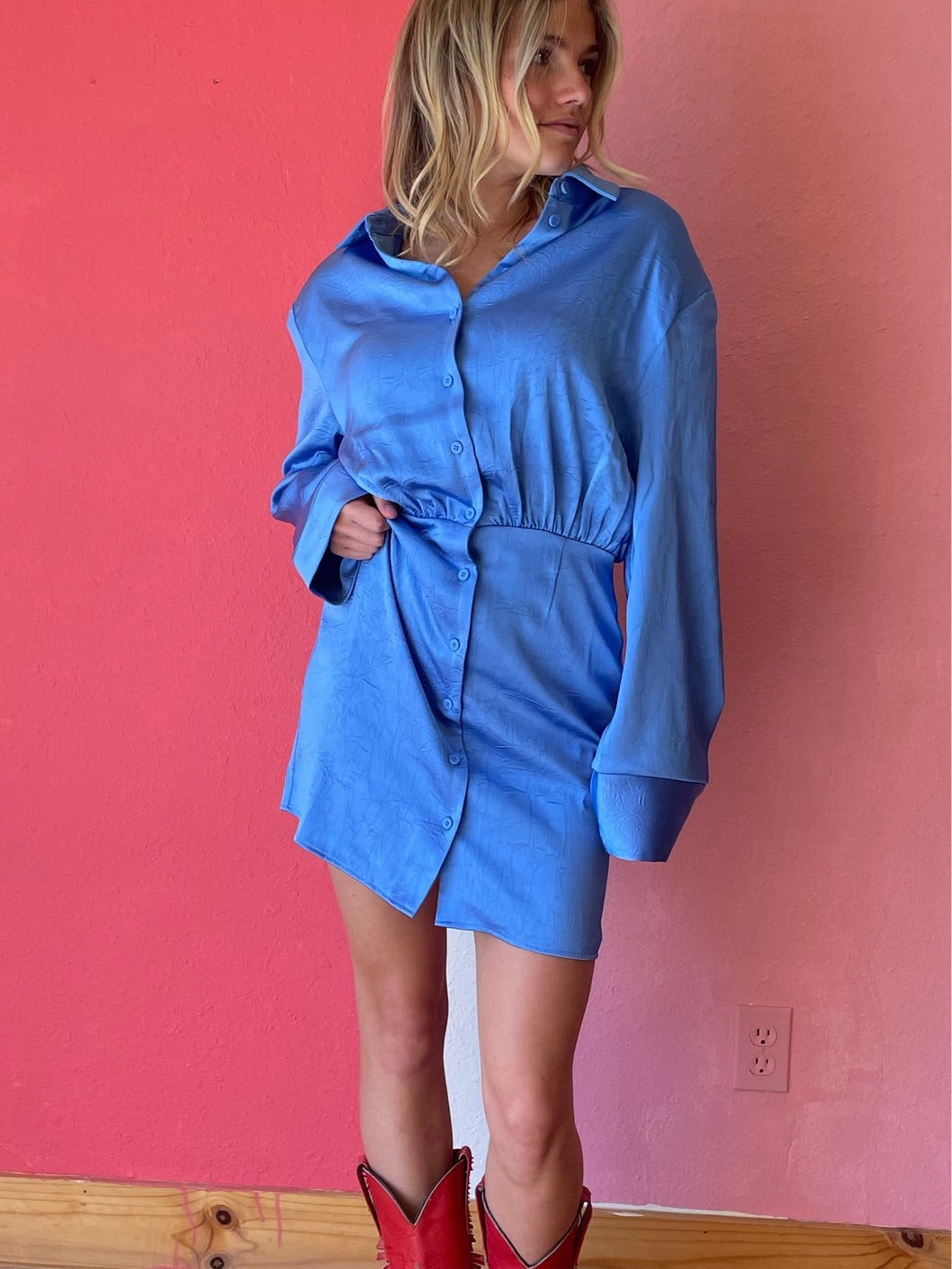Marina Blue Shirt Dress
