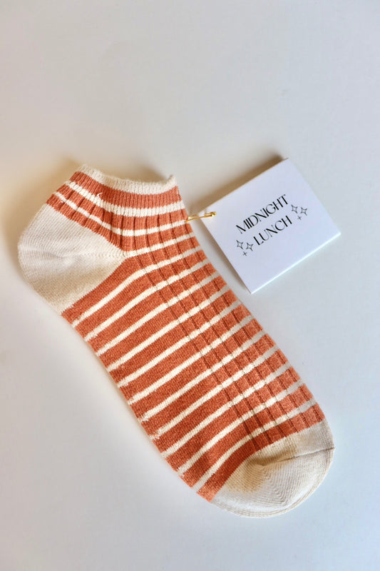New England Stripe Socks | Coral