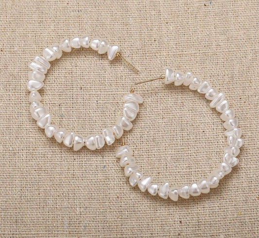 Greta Beaded Pearl Hoops