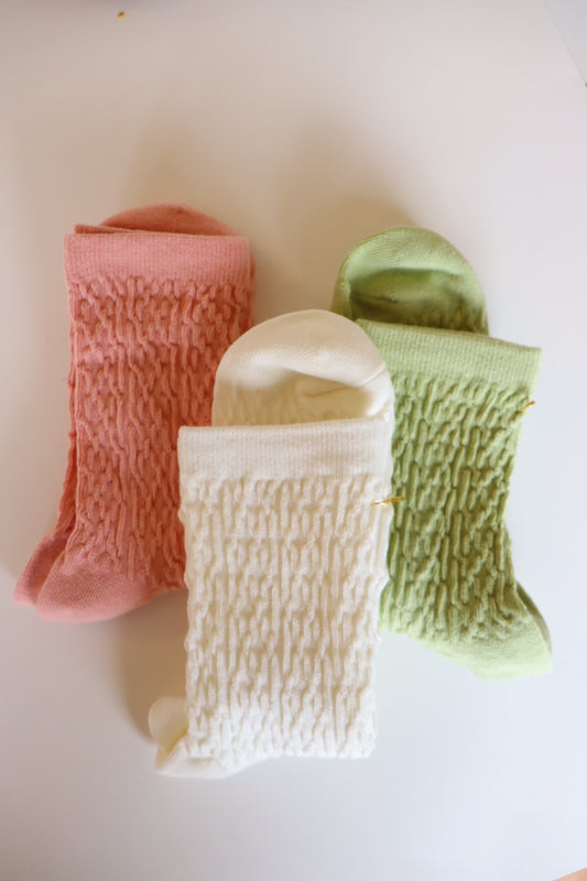 Amanda Texture Crew Socks | Cream